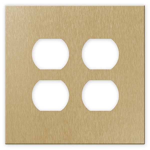 Screwless Oversized Brushed Gold - 2 Duplex Wallplate - Wallplate Warehouse WPS2DC-BAGD 811671021764 2 Duplex