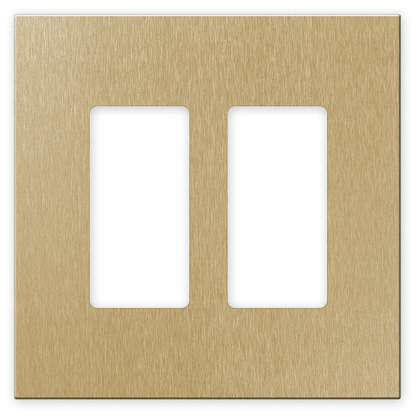 Screwless Oversized Brushed Gold - 2 Rocker Wallplate - Wallplate Warehouse WP2D-BAGD 811671029081 2 Rocker