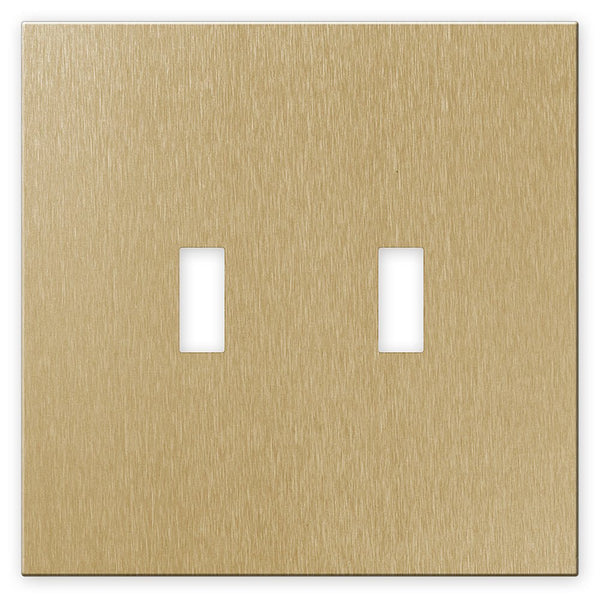 Screwless Oversized Brushed Gold - 2 Toggle Wallplate - Wallplate Warehouse WP2DC-BAGD 811671028008 2 Toggle