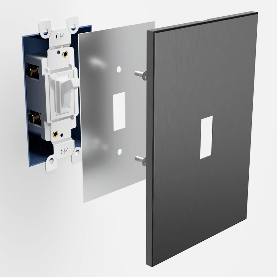 Screwless Oversized Brushed Gray - 1 Toggle Wallplate - Wallplate Warehouse WP1DC-BAGR 811671028913 1 Toggle