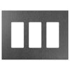 Screwless Oversized Brushed Gray - 3 Rocker Wallplate - Wallplate Warehouse WP3D-BAGR 811671022020 3 Rocker