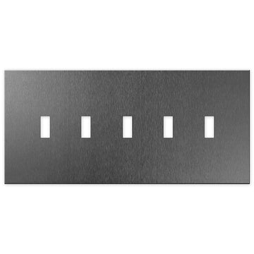 Screwless Oversized Brushed Gray - 5 Toggle Wallplate - Wallplate Warehouse WP5DC-BAGR 811671028862 5 Toggle