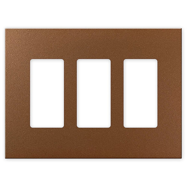 Screwless Oversized Copper - 3 Rocker Wallplate - Wallplate Warehouse WP3D-C 811671029029 3 Rocker