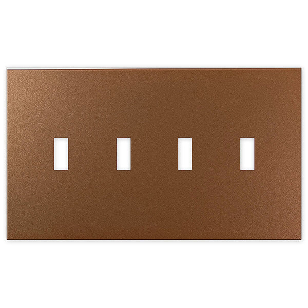 Screwless Oversized Copper - 4 Toggle Wallplate - Wallplate Warehouse WP4DC-C 811671028251 4 Toggle