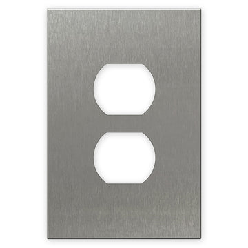 Screwless Oversized Stainless Steel - 1 Duplex Wallplate - Wallplate Warehouse WP1SDC-BSS 811671028411 1 Duplex