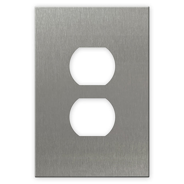 Screwless Oversized Stainless Steel - 1 Duplex Wallplate - Wallplate Warehouse WP1SDC-BSS 811671028411 1 Duplex