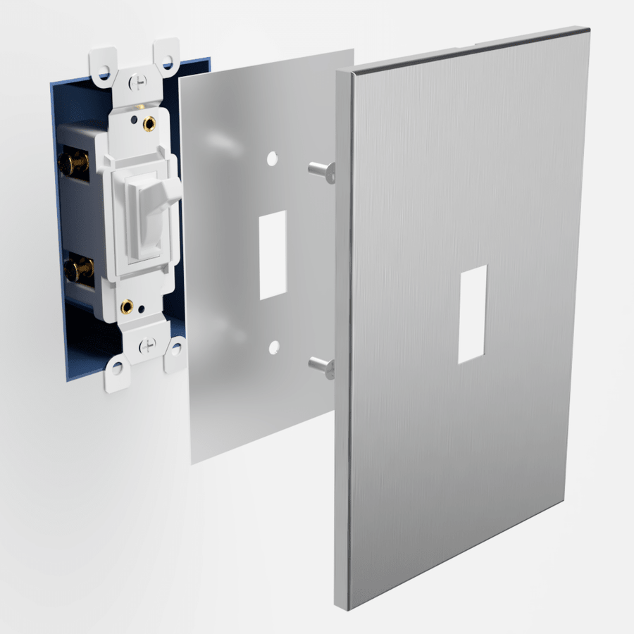 Screwless Oversized Stainless Steel - 1 Toggle Wallplate - Wallplate Warehouse WP1DC-BSS 811671028824 1 Toggle