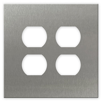 Screwless Oversized Stainless Steel - 2 Duplex Wallplate - Wallplate Warehouse WP2SDC-BSS 811671028407 2 Duplex