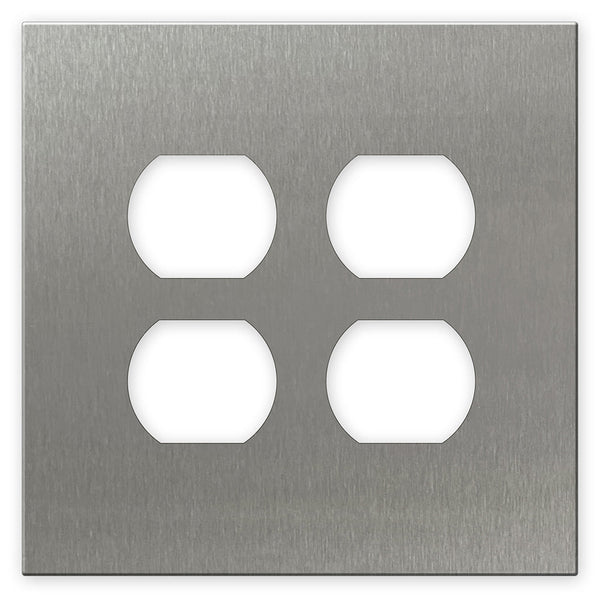 Screwless Oversized Stainless Steel - 2 Duplex Wallplate - Wallplate Warehouse WP2SDC-BSS 811671028407 2 Duplex