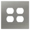 Screwless Oversized Stainless Steel - 2 Duplex Wallplate - Wallplate Warehouse WP2SDC-BSS 811671028407 2 Duplex