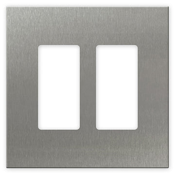 Screwless Oversized Stainless Steel - 2 Rocker Wallplate - Wallplate Warehouse WP2D-BSS 811671022044 2 Rocker