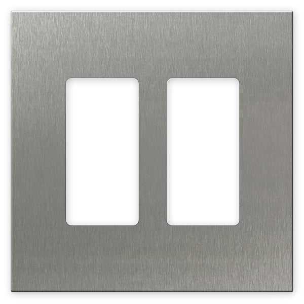 Screwless Oversized Stainless Steel - 2 Rocker Wallplate - Wallplate Warehouse WP2D-BSS 811671022044 2 Rocker