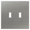 Screwless Oversized Stainless Steel - 2 Toggle Wallplate - Wallplate Warehouse WP2DC-BSS 811671028817 2 Toggle