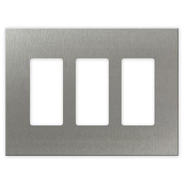Screwless Oversized Stainless Steel - 3 Rocker Wallplate - Wallplate Warehouse WP3D-BSS 811671022082 3 Rocker