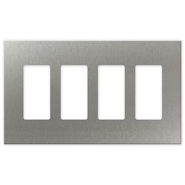 Screwless Oversized Stainless Steel - 4 Rocker Wallplate - Wallplate Warehouse WP4D-BSS 811671022266 4 Rocker