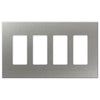 Screwless Oversized Stainless Steel - 4 Rocker Wallplate - Wallplate Warehouse WP4D-BSS 811671022266 4 Rocker