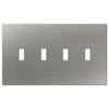 Screwless Oversized Stainless Steel - 4 Toggle Wallplate - Wallplate Warehouse WP4DC-BSS 811671028466 4 Toggle