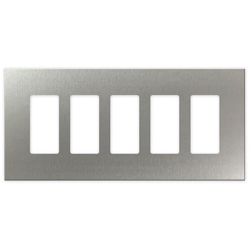 Screwless Oversized Stainless Steel - 5 Rocker Wallplate - Wallplate Warehouse WP5D-BSS 811671022297 5 Rocker