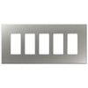 Screwless Oversized Stainless Steel - 5 Rocker Wallplate - Wallplate Warehouse WP5D-BSS 811671022297 5 Rocker
