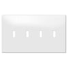 Screwless Oversized White - 4 Toggle Wallplate - Wallplate Warehouse WP4DC-AWH 811971028343 4 Toggle