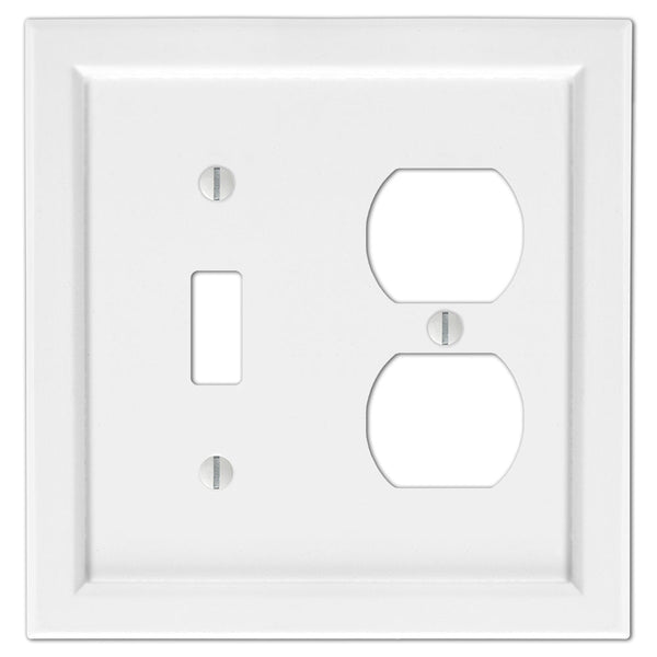 Shaker White Composite - 1 Toggle / 1 Duplex Wallplate - Wallplate Warehouse 210TDW 070686016350 1 Toggle / 1 Duplex