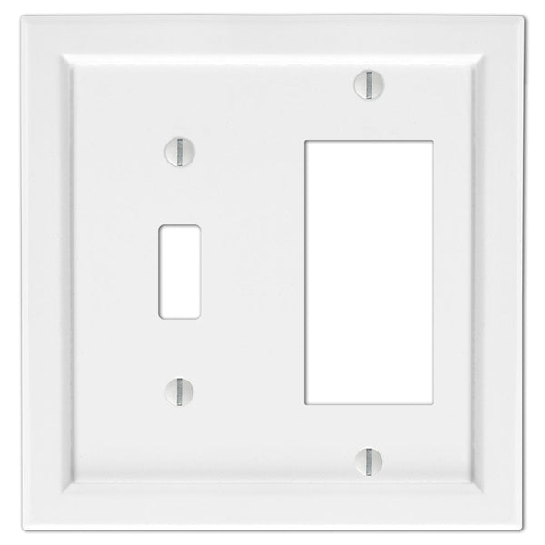 Shaker White Composite - 1 Toggle / 1 Rocker Wallplate - Wallplate Warehouse 210TRW 070686016404 1 Toggle / 1 Rocker
