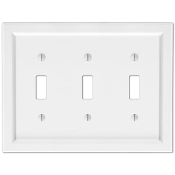 Shaker White Composite - 3 Toggle Wallplate - Wallplate Warehouse 210TTTW 070686016312 3 Toggle