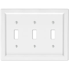 Shaker White Composite - 3 Toggle Wallplate
