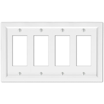 Shaker White Composite - 4 Rocker Wallplate - Wallplate Warehouse 210R4W 070686016398 4 Rocker