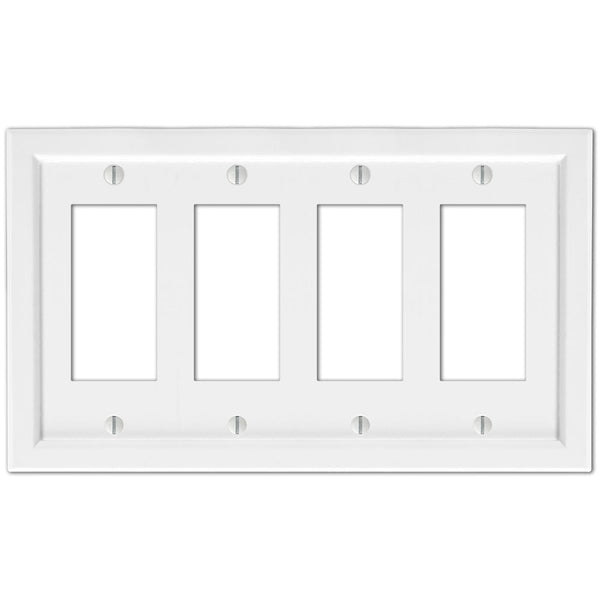 Shaker White Composite - 4 Rocker Wallplate - Wallplate Warehouse 210R4W 070686016398 4 Rocker