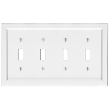 Shaker White Composite - 4 Toggle Wallplate - Wallplate Warehouse 210T4W 070686016329 4 Toggle