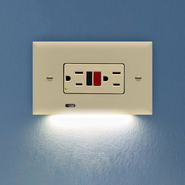 SnapPower Horizontal GuideLight 2PLUS - Ivory, GFCI - Wallplate Warehouse O1GL - HFIV - NP21 00810119640796 1 Rocker