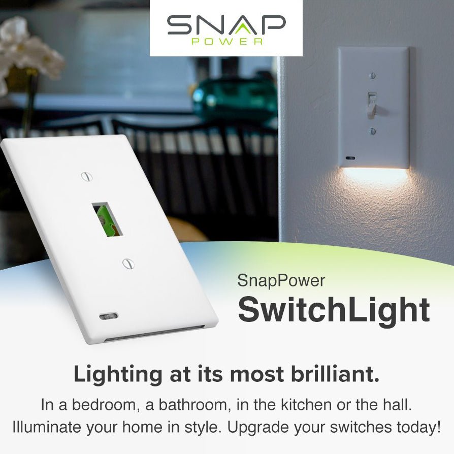 SnapPower Switchlight 3 & 4 Way - 1 Toggle, White