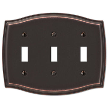 Sonoma Aged Bronze Steel - 3 Toggle Wallplate - Wallplate Warehouse 159TTTDB 070686573167 3 Toggle