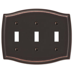 Sonoma Aged Bronze Steel - 3 Toggle Wallplate