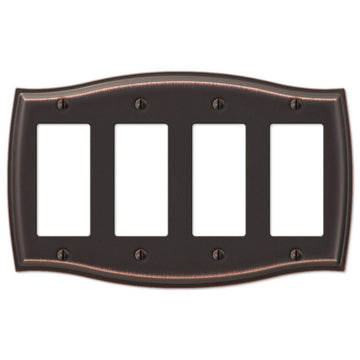 Sonoma Aged Bronze Steel - 4 Rocker Wallplate - Wallplate Warehouse 159R4DB 070686573198 4 Rocker
