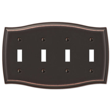 Sonoma Aged Bronze Steel - 4 Toggle Wallplate - Wallplate Warehouse 159T4DB 070686573181 4 Toggle