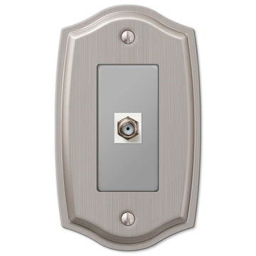 Sonoma Brushed Nickel Steel - 1 Cable Jack Wallplate - Wallplate Warehouse 159CXBN 070686580295 Cable Jacks
