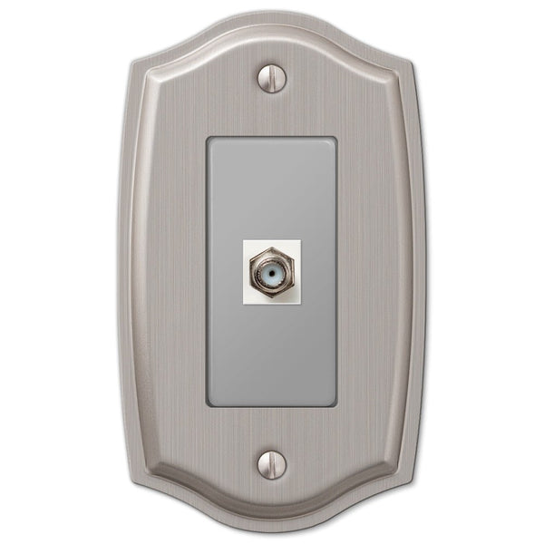 Sonoma Brushed Nickel Steel - 1 Cable Jack Wallplate - Wallplate Warehouse 159CXBN 070686580295 Cable Jacks