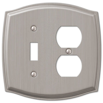 Sonoma Brushed Nickel Steel - 1 Toggle / 1 Duplex Wallplate - Wallplate Warehouse 159TDBN 070686572979 1 Toggle / 1 Duplex