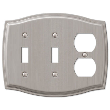 Sonoma Brushed Nickel Steel - 2 Toggle / 1 Duplex Wallplate - Wallplate Warehouse 159TTDBN 070686573013 2 Toggle / 1 Duplex