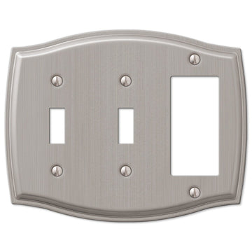 Sonoma Brushed Nickel Steel - 2 Toggle / 1 Rocker Wallplate - Wallplate Warehouse 159TTRBN 070686573020 2 Toggle / 1 Rocker