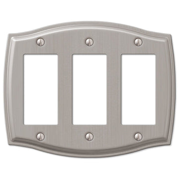 Sonoma Brushed Nickel Steel - 3 Rocker Wallplate - Wallplate Warehouse 159RRRBN 070686573044 3 Rocker