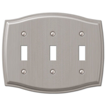 Sonoma Brushed Nickel Steel - 3 Toggle Wallplate - Wallplate Warehouse 159TTTBN 070686573037 3 Toggle