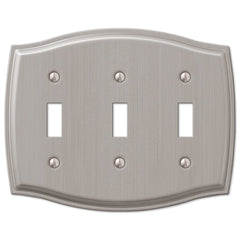 Sonoma Brushed Nickel Steel - 3 Toggle Wallplate