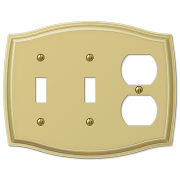 Sonoma Polished Brass Steel - 2 Toggle / 1 Duplex Wallplate - Wallplate Warehouse 159TTDBR 070686574072 2 Toggle / 1 Duplex