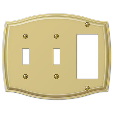 Sonoma Polished Brass Steel - 2 Toggle / 1 Rocker Wallplate - Wallplate Warehouse 159TTRBR 070686574089 2 Toggle / 1 Rocker