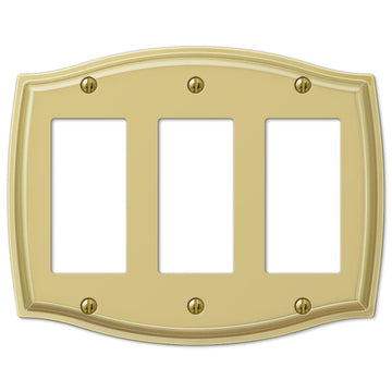 Sonoma Polished Brass Steel - 3 Rocker Wallplate - Wallplate Warehouse 159RRRBR 070686573303 3 Rocker