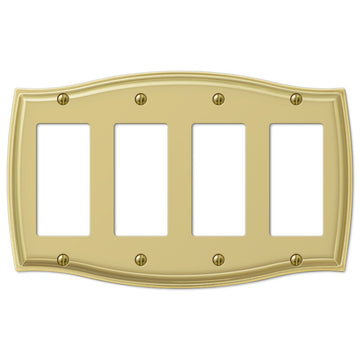 Sonoma Polished Brass Steel - 4 Rocker Wallplate - Wallplate Warehouse 159R4BR 070686573327 4 Rocker