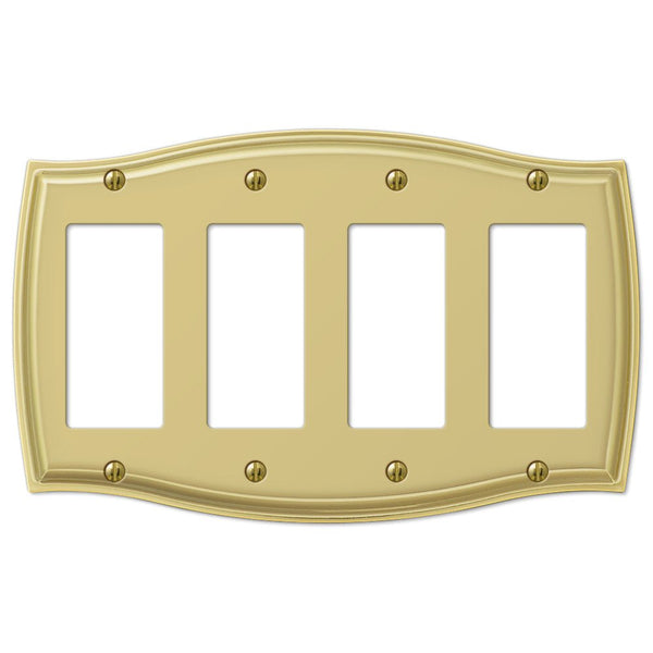 Sonoma Polished Brass Steel - 4 Rocker Wallplate - Wallplate Warehouse 159R4BR 070686573327 4 Rocker